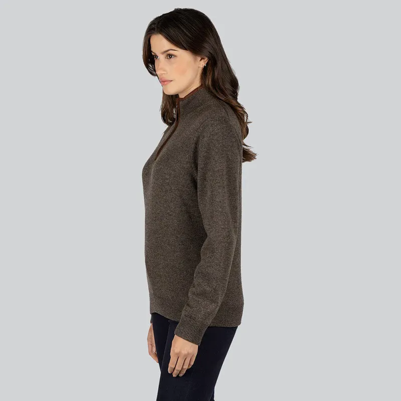 Schoffel Womens Lambswool Aerobloc 1/4 Zip Jumper Mole-1